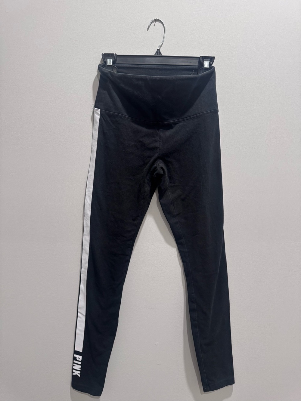 PINK Victoria's Secret Black Leggings with White Side Stripe
